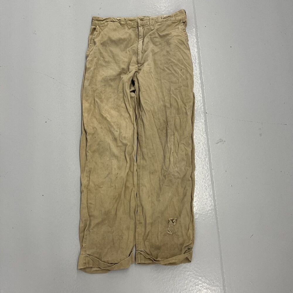 Vintage 50s Tan Sanforized Sail Cloth Workwear Chinos 30x27